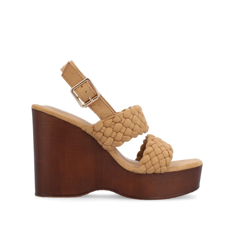 AYVEE HEELED SANDALS IN VEGAN LEATHER - Tan made by Journee Collection