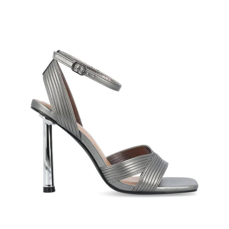 ANNETT HEELED SANDALS - Pewter PU sold by Journee Collection
