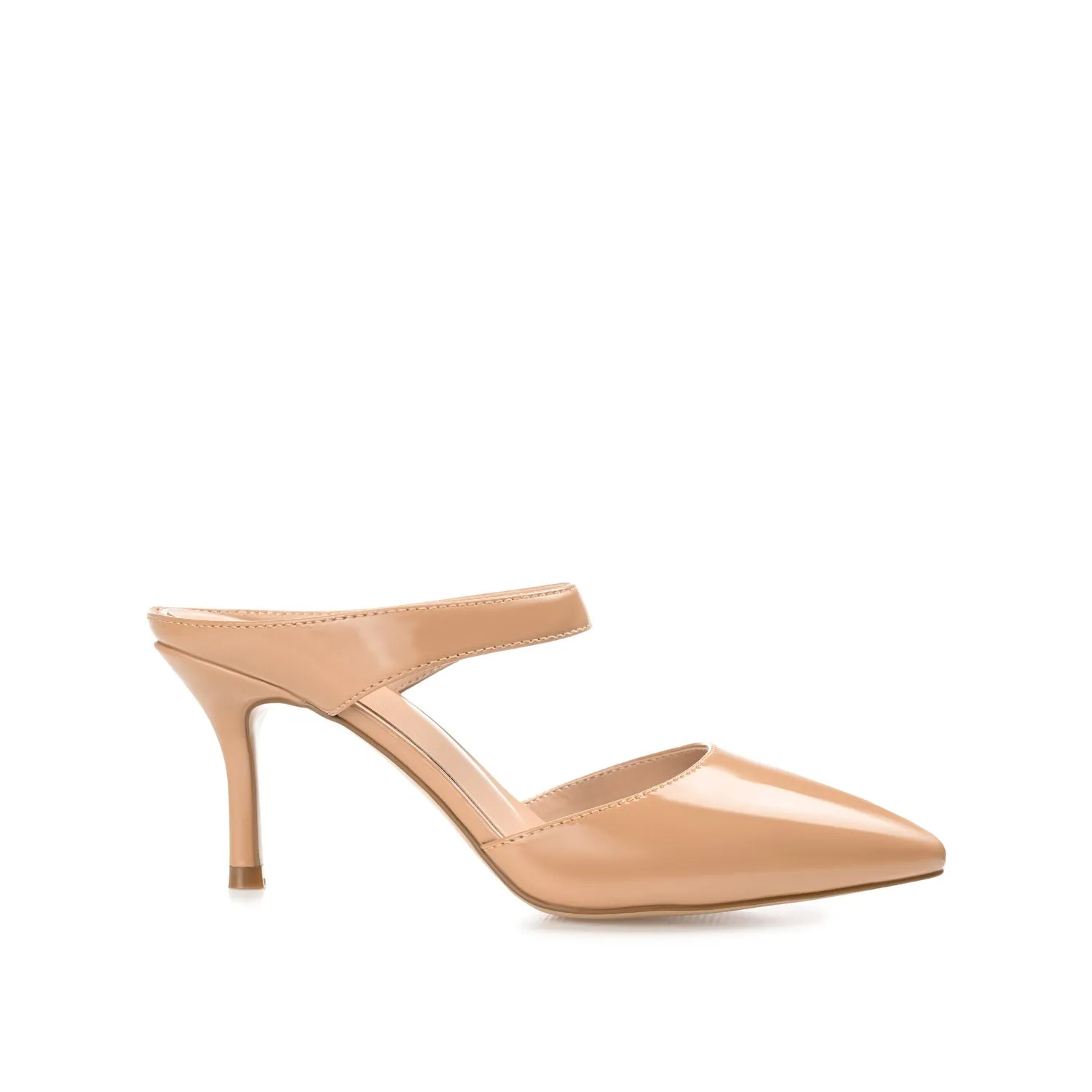 MAEVALI STILETTO HEELS IN VEGAN LEATHER - Patent Tan sold by Journee Collection