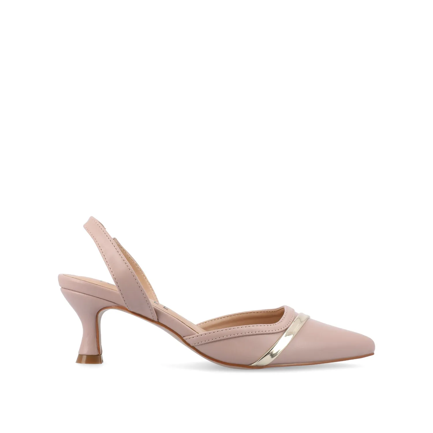 NELLIA SLINGBACK KITTEN HEELS IN TWEED - Blush sold by Journee Collection