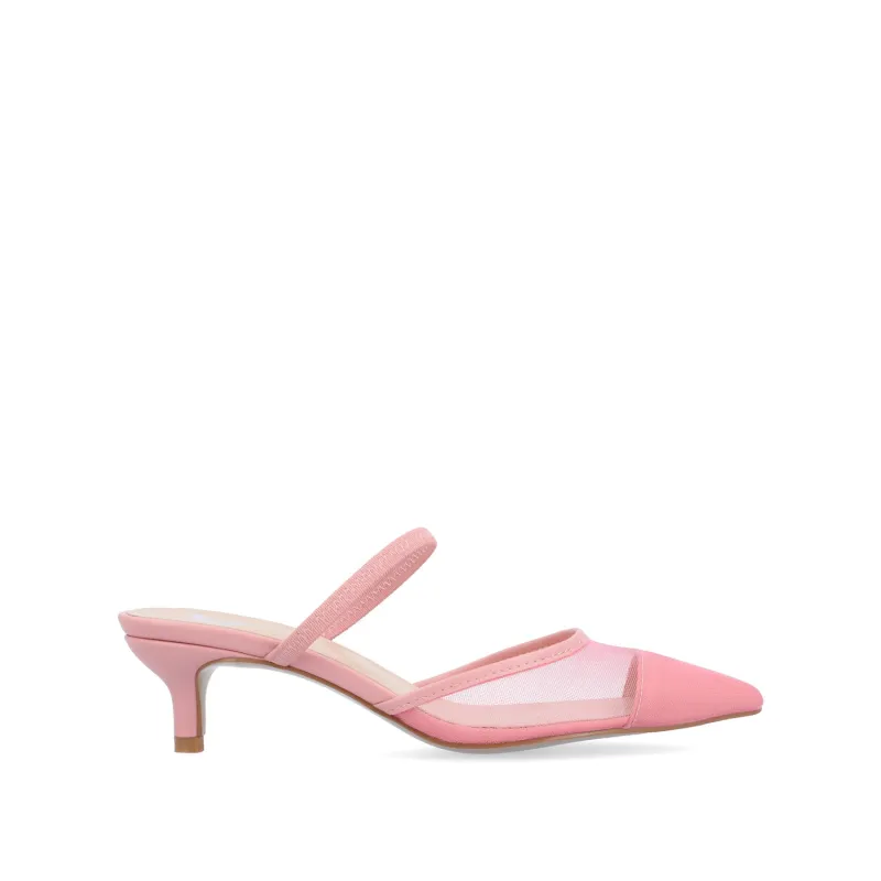ALLANA POINTED TOE KITTEN HEELS IN MESH - Pink Mesh sold by Journee Collection