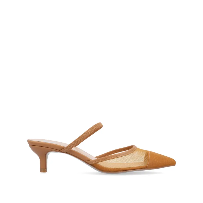 ALLANA POINTED TOE KITTEN HEELS IN MESH - Tan Mesh sold by Journee Collection
