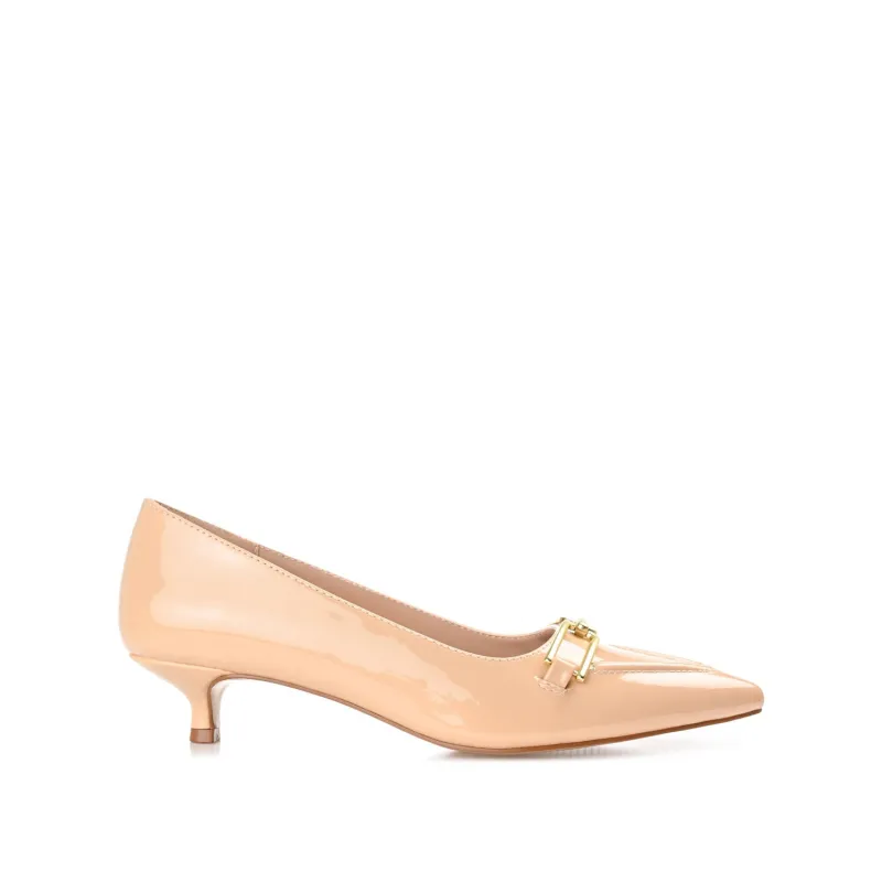 RUMI POINTED TOE KITTEN HEELS IN PATENT - Nude made by Journee Collection
