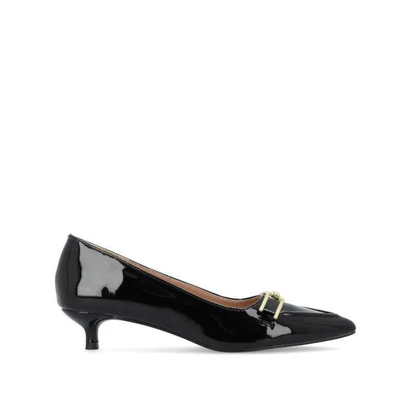 RUMI POINTED TOE KITTEN HEELS IN PATENT - Black made by Journee Collection