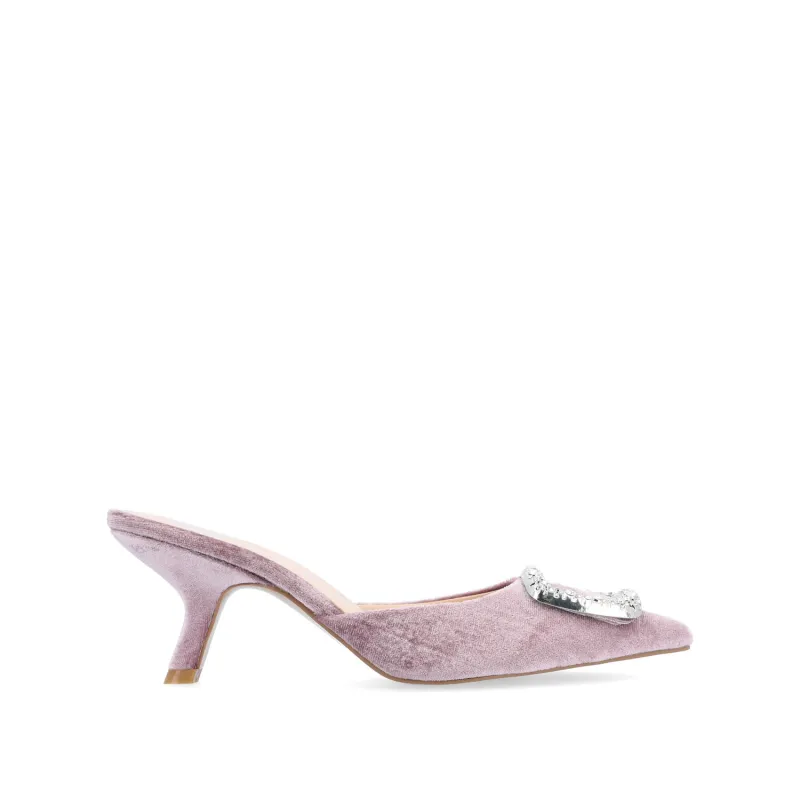 RISHIE KITTEN HEELED MULES IN VELVET - Lilac made by Journee Collection