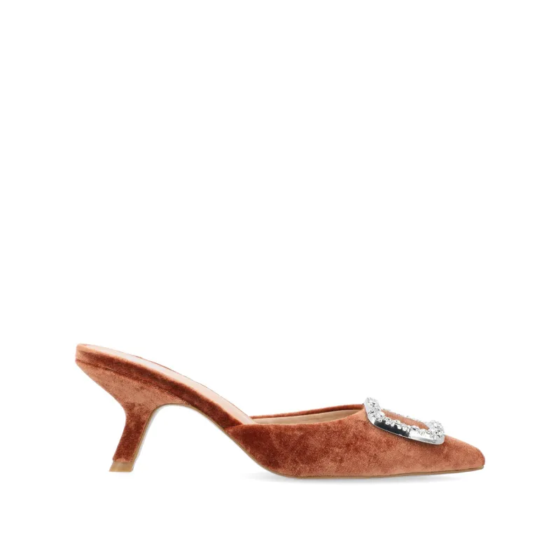 RISHIE KITTEN HEELED MULES IN VELVET - Brown made by Journee Collection