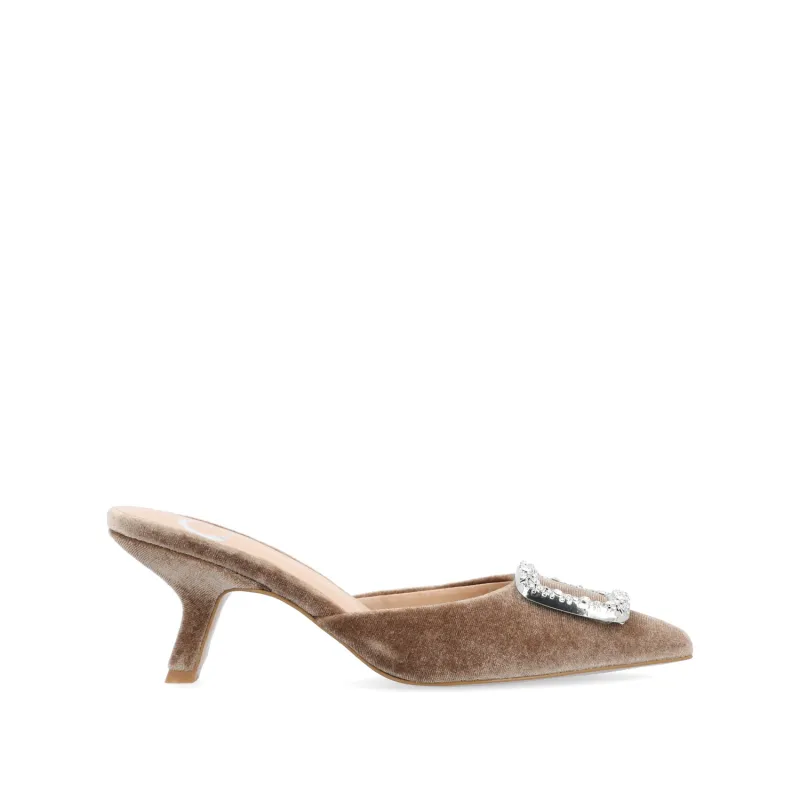 RISHIE KITTEN HEELED MULES IN VELVET - Taupe sold by Journee Collection