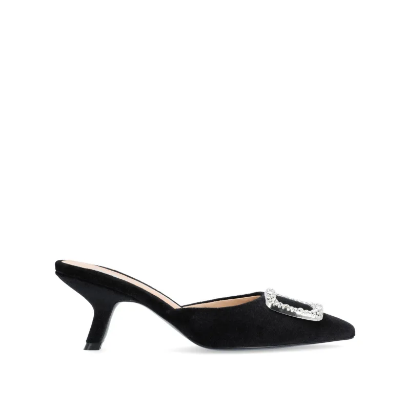 RISHIE KITTEN HEELED MULES IN VELVET - Black made by Journee Collection