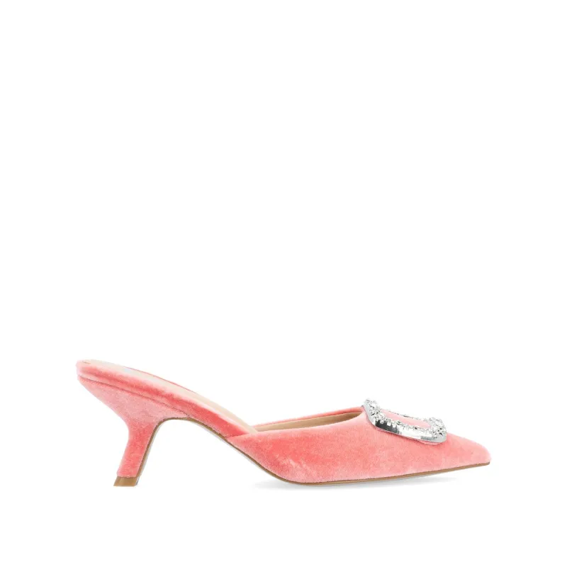 RISHIE KITTEN HEELED MULES IN VELVET - Pink made by Journee Collection