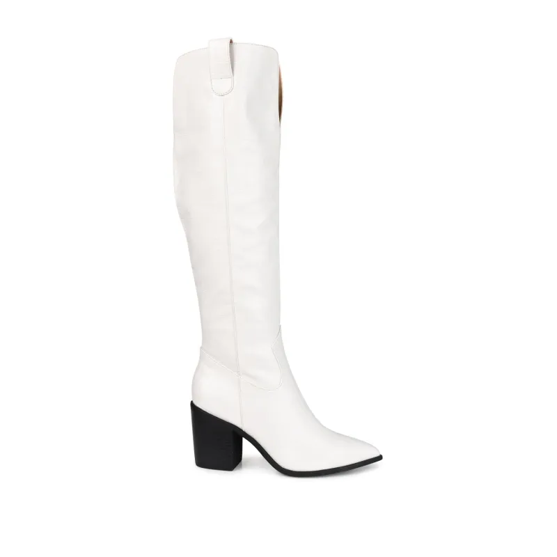 THERESE COWGIRL BOOTS IN WIDE & X-WIDE CALF - Bone Croco sold by Journee Collection