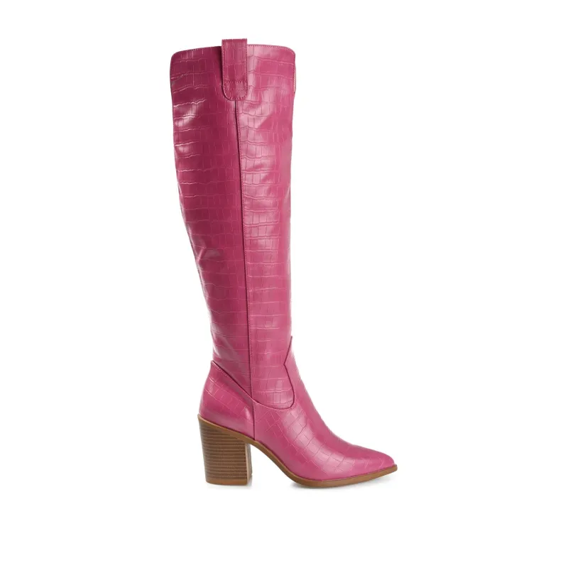THERESE BOOTS IN WIDE WIDTH & CALF - Pink Croco sold by Journee Collection
