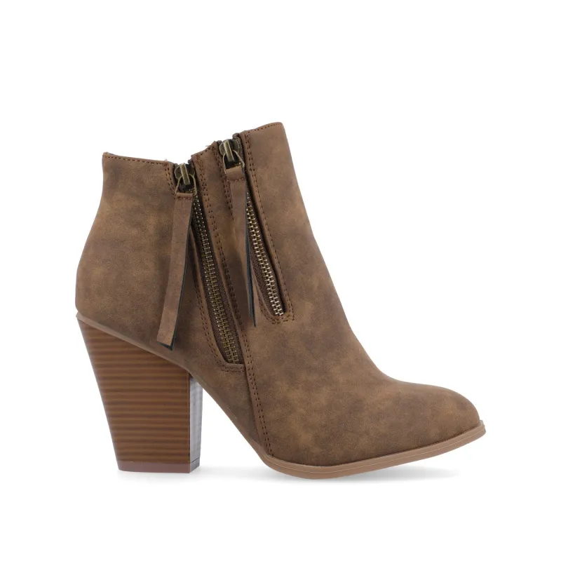 VALLY ZIP-UP WESTERN BOOTIES IN WIDE - Brown sold by Journee Collection