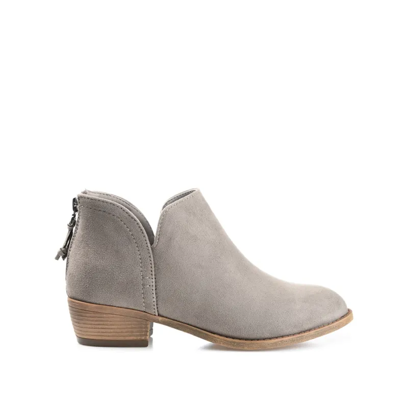 LIVVY FAUX SUEDE ZIP-UP BOOTIES IN WIDE - Grey sold by Journee Collection