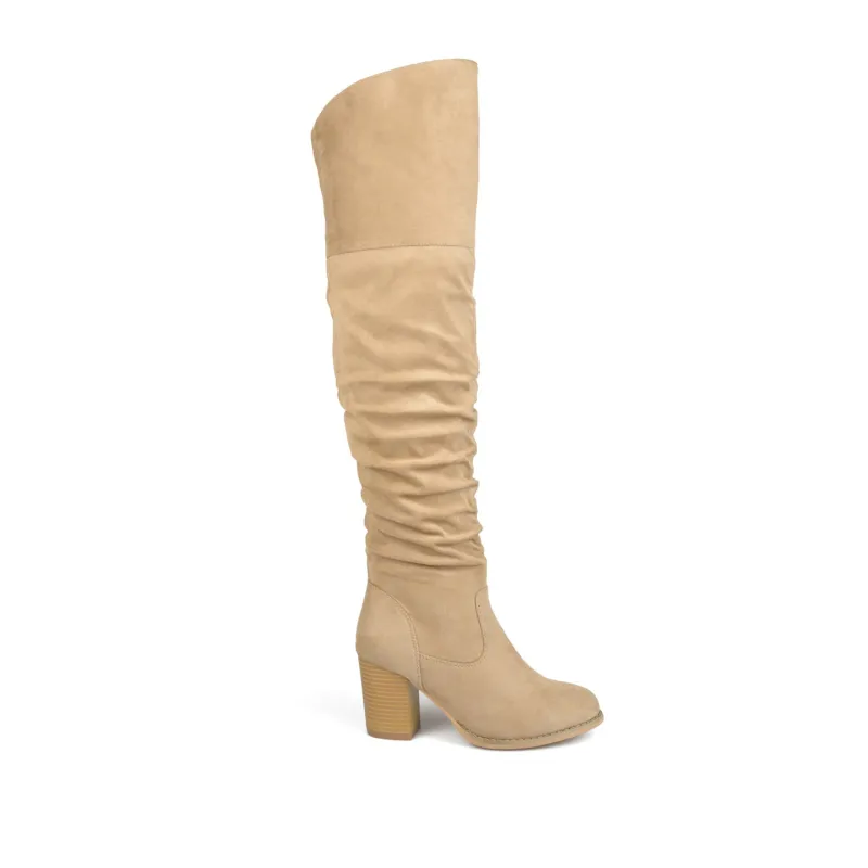 KAISON BOOTS IN WIDE WIDTH & X-WIDE CALF - Stone Faux Suede sold by Journee Collection