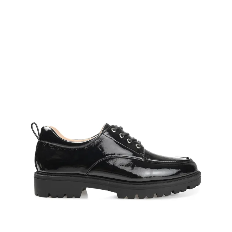 ZINA OXFORD LOAFER FLATS IN PATENT - Black made by Journee Collection