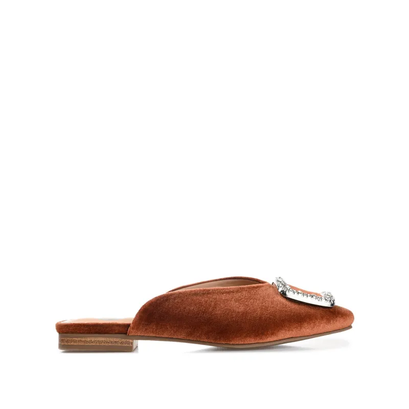 SONNIA DRESSY MULE FLATS IN VELVET - Brown sold by Journee Collection