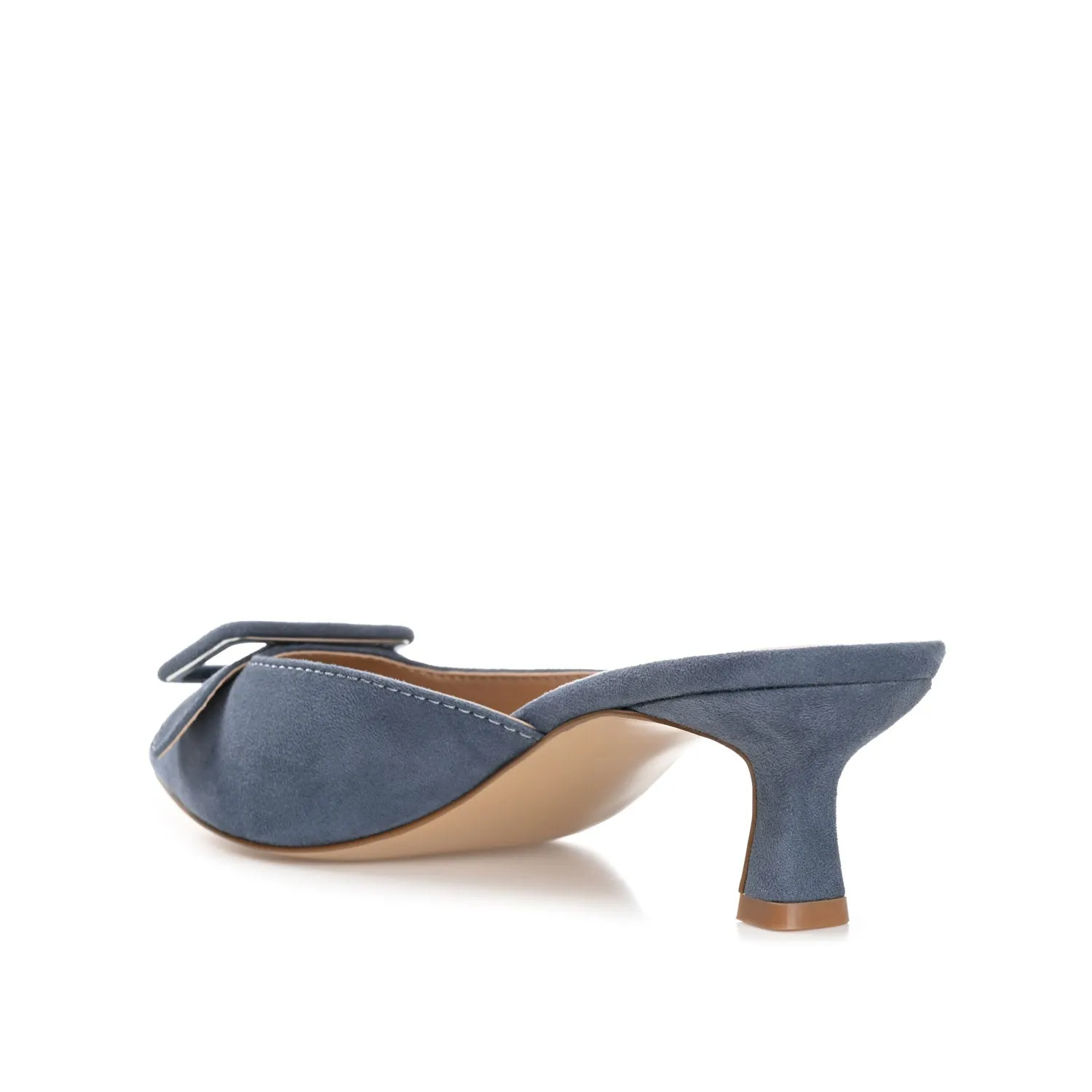 VIANNA MULED KITTEN HEELS IN FAUX SUEDE - Blue sold by Journee Collection product image thumbnail 4
