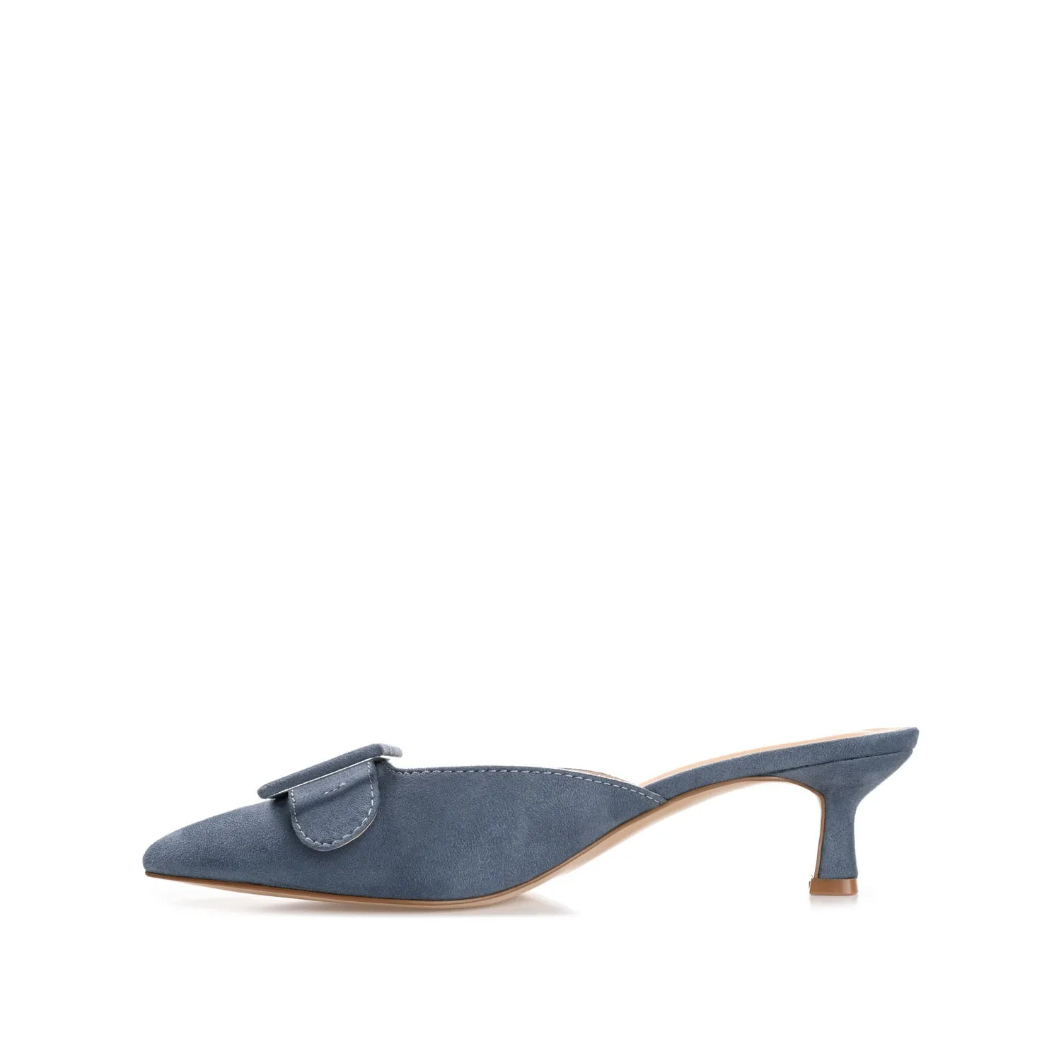 VIANNA MULED KITTEN HEELS IN FAUX SUEDE - Blue sold by Journee Collection product image thumbnail 3