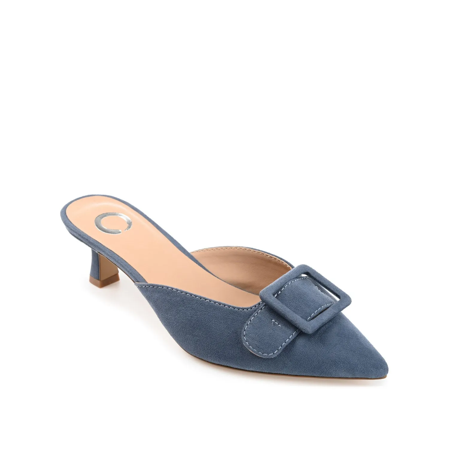 VIANNA MULED KITTEN HEELS IN FAUX SUEDE - Blue sold by Journee Collection product image thumbnail 2