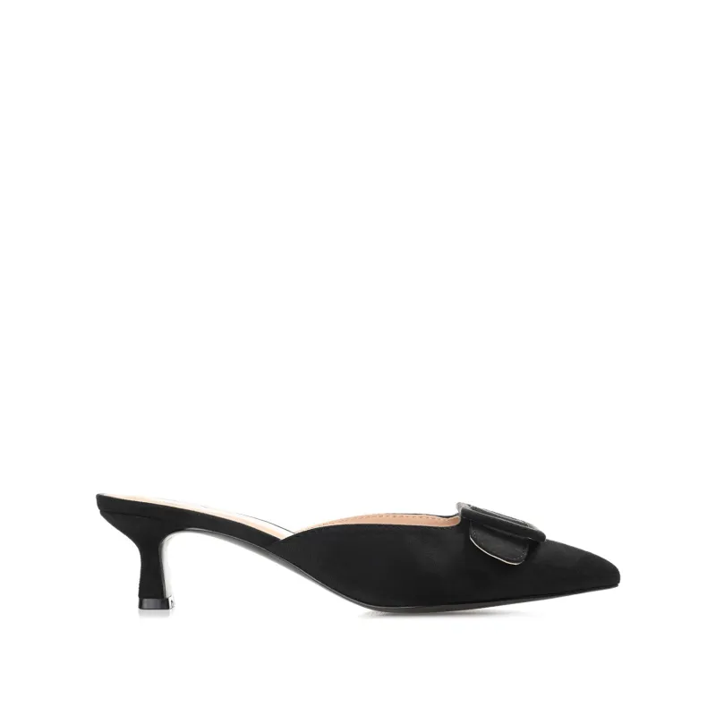VIANNA MULED KITTEN HEELS IN FAUX SUEDE - Black sold by Journee Collection