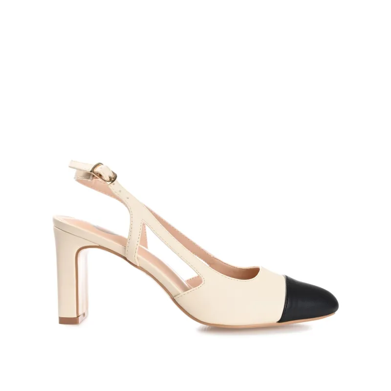REIGNN BLOCK HEEL PUMPS IN VEGAN LEATHER - Beige sold by Journee Collection