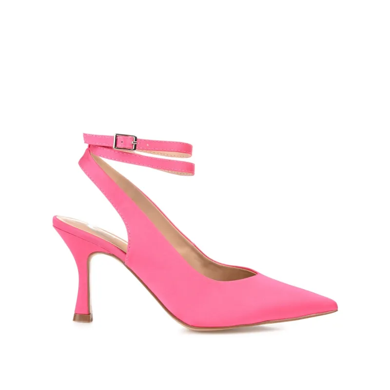 MARCELLA STILETTO PUMP HEELS IN SATIN - Hot Pink sold by Journee Collection