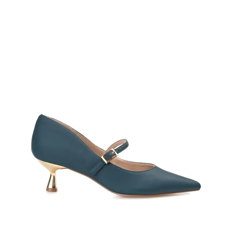 MANZA KITTEN HEELS IN VEGAN LEATHER - Navy Nubuck sold by Journee Collection