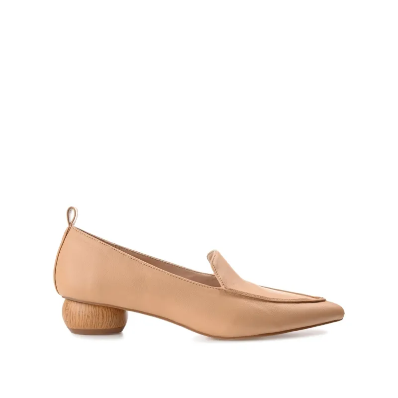 MAGGS GLOBE HEELED LOAFERS IN VEGAN LEATHER - Tan sold by Journee Collection