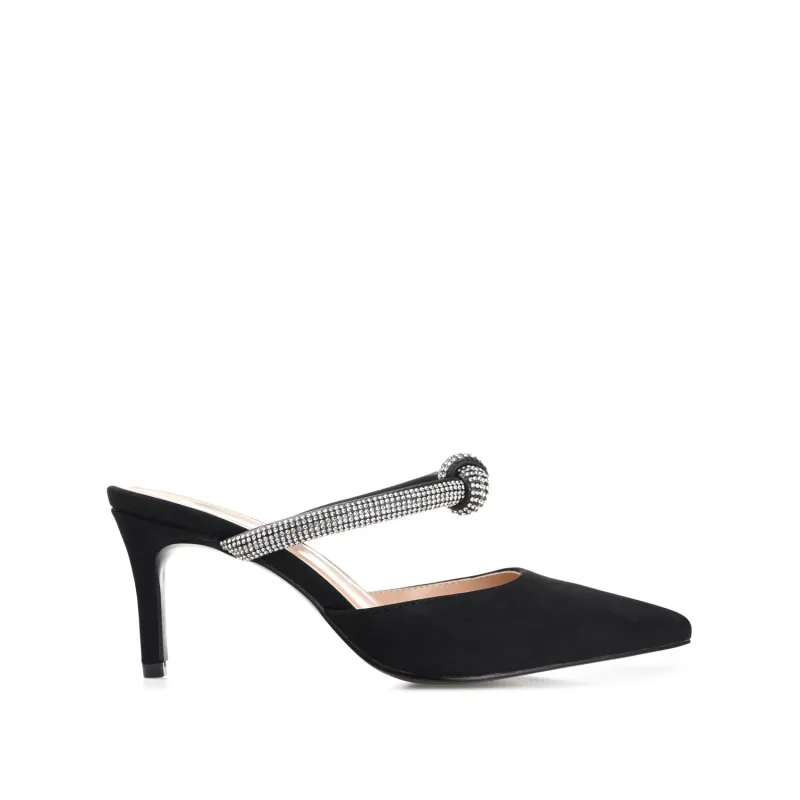 LUNNA MULE STILETTO HEELS IN FAUX SUEDE - Black sold by Journee Collection