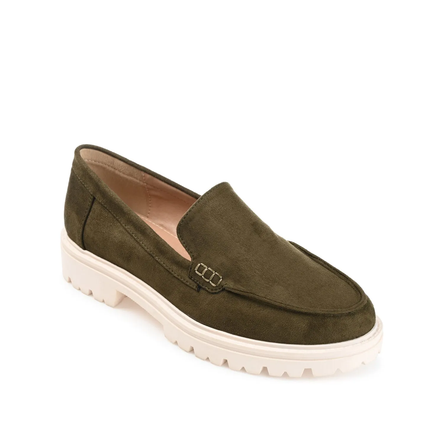 ERIKA LOAFER FLATS IN FAUX SUEDE - Olive Faux Suede sold by Journee Collection product image thumbnail 2