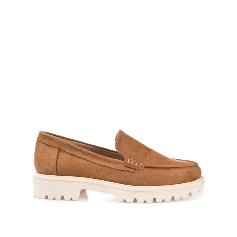 ERIKA LOAFER FLATS IN FAUX SUEDE - Tan Faux Suede made by Journee Collection