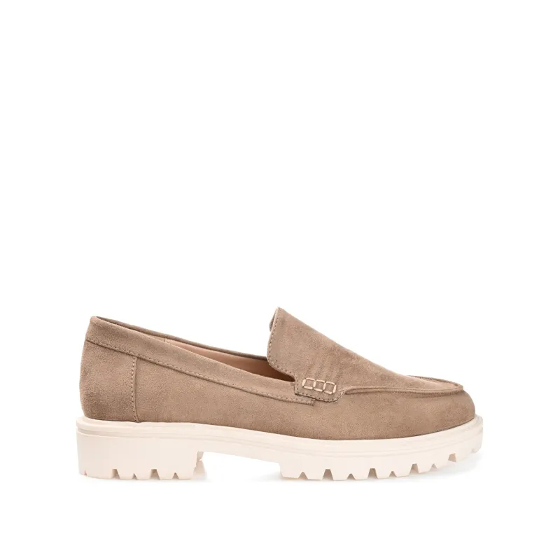 ERIKA LOAFER FLATS IN FAUX SUEDE - Taupe Suede made by Journee Collection