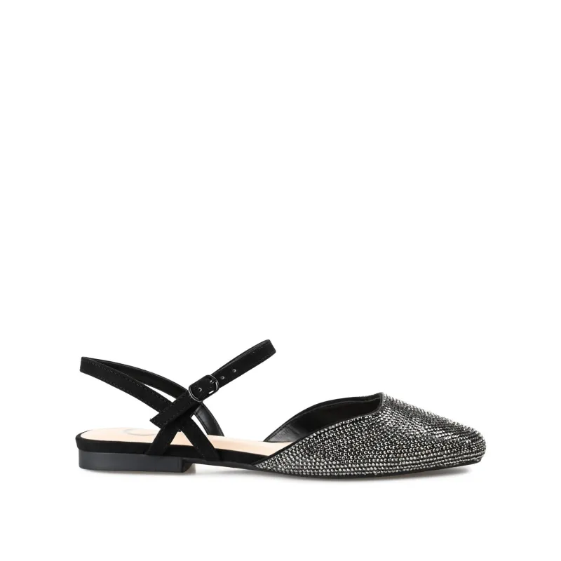 NYSHA FORMAL FLATS IN GLITTER MATERIAL - Black sold by Journee Collection