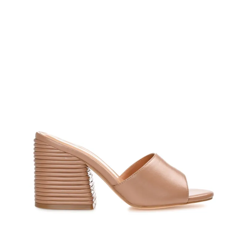 LESLEE MULE HEELS IN VEGAN LEATHER - Camel sold by Journee Collection