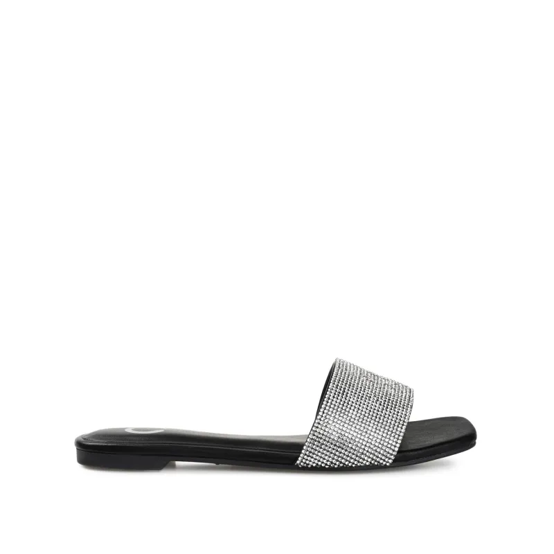 GRAYCE SLIDE SANDALS IN GLITTER MATERIAL - Black made by Journee Collection