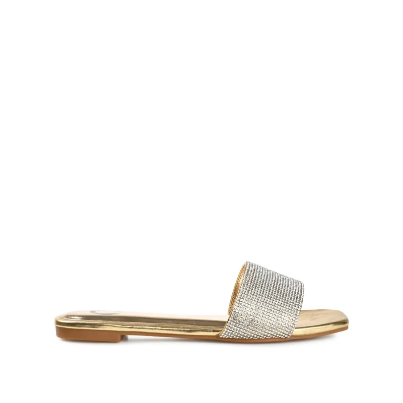 GRAYCE SLIDE SANDALS IN GLITTER MATERIAL - Gold PU 2 sold by Journee Collection