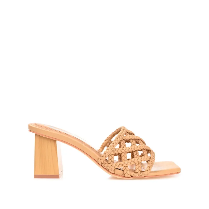 EVVIE HEELED SANDALS IN VEGAN LEATHER - Tan sold by Journee Collection