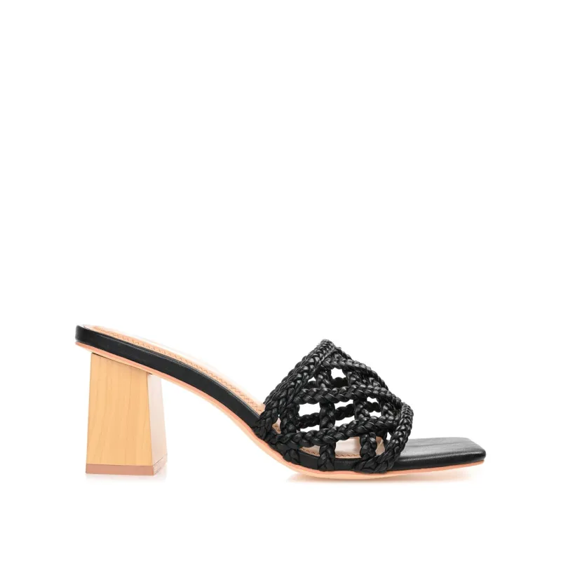 EVVIE HEELED SANDALS IN VEGAN LEATHER - Black sold by Journee Collection