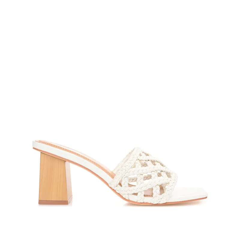 EVVIE HEELED SANDALS IN VEGAN LEATHER - White sold by Journee Collection