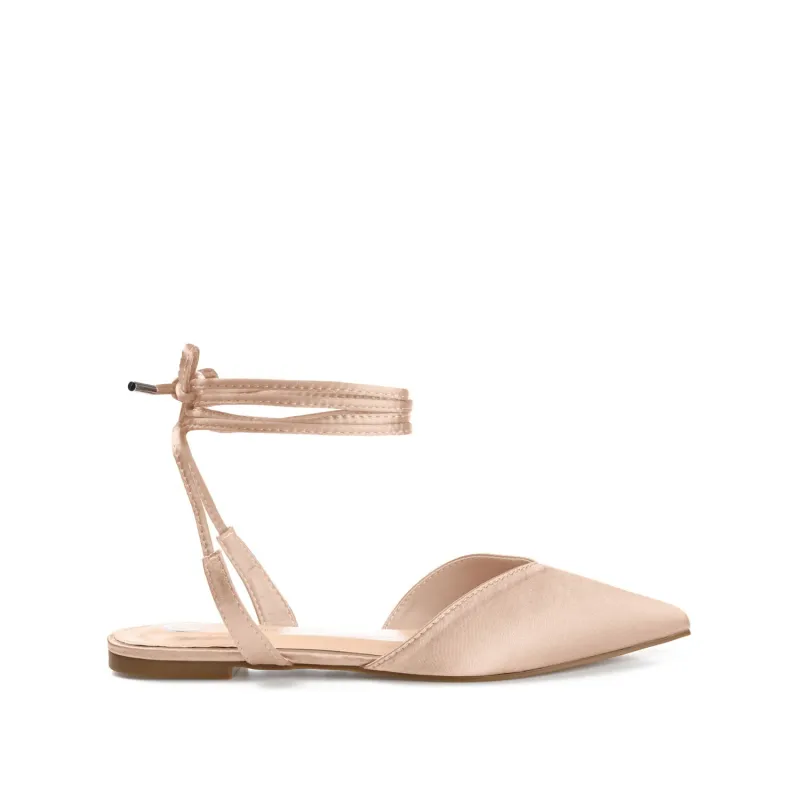 THEIA POINTED TOE FORMAL FLATS IN SATIN - Nude sold by Journee Collection