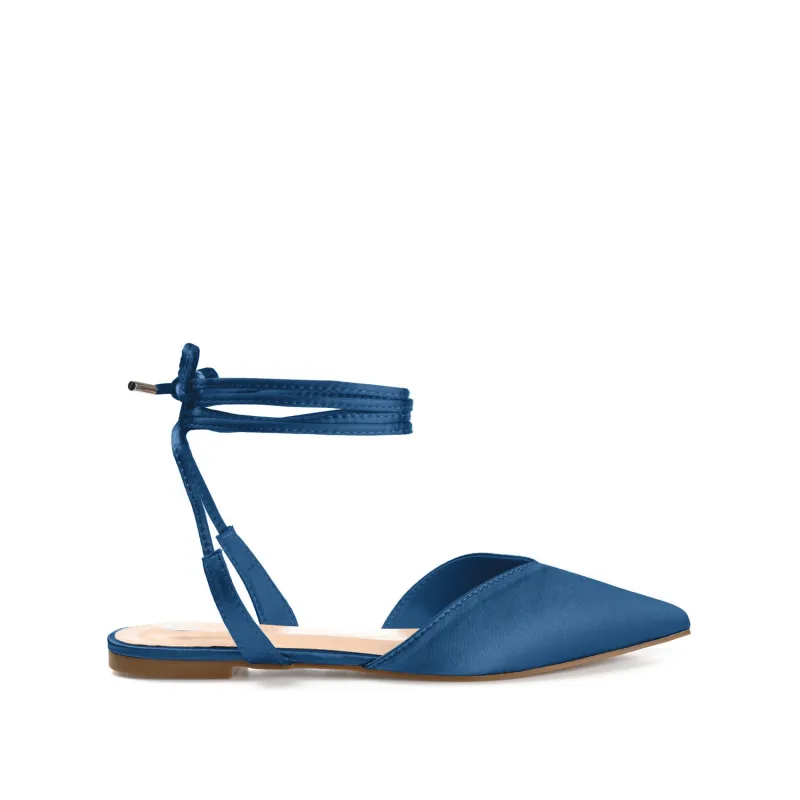 THEIA POINTED TOE FORMAL FLATS IN SATIN - Blue sold by Journee Collection