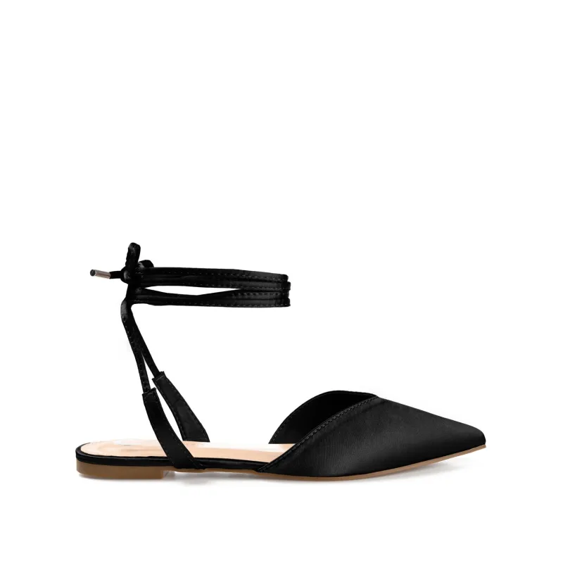 THEIA POINTED TOE FORMAL FLATS IN SATIN - Black made by Journee Collection