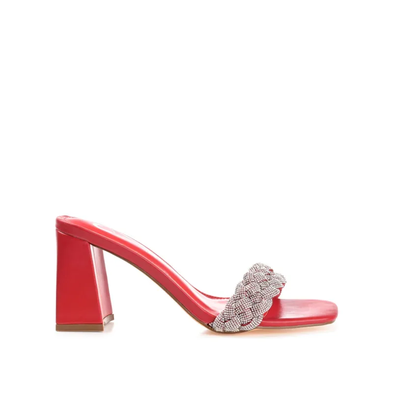 SASHAA TOE BAND HEELS IN VEGAN LEATHER - Red sold by Journee Collection