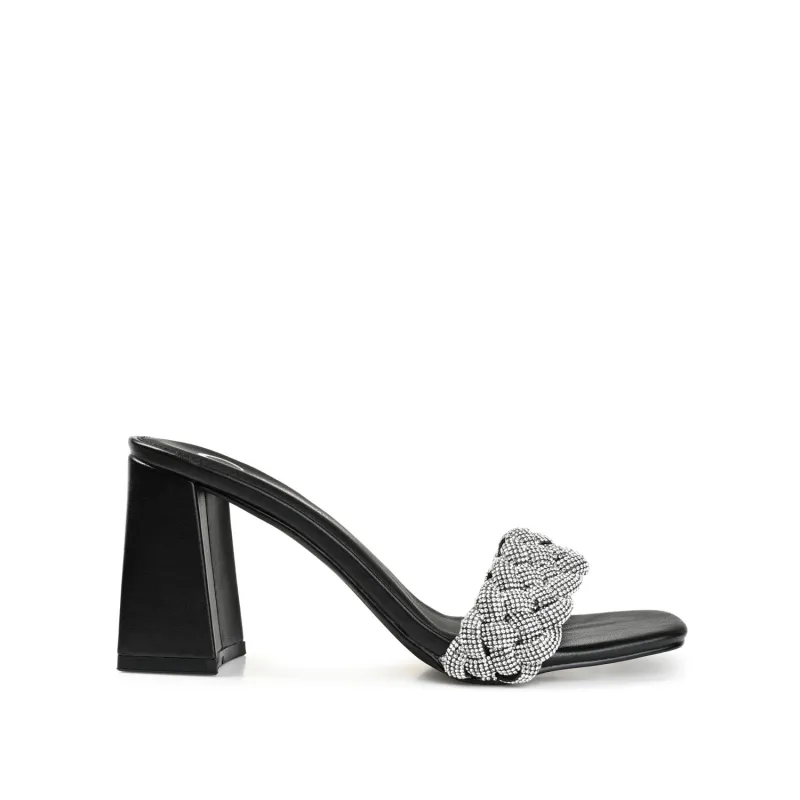 SASHAA TOE BAND HEELS IN VEGAN LEATHER - Black sold by Journee Collection