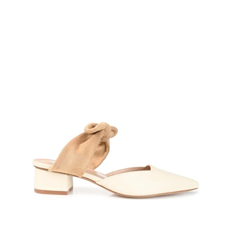 MELORA LOW BLOCK HEELS IN VEGAN LEATHER - Off White sold by Journee Collection