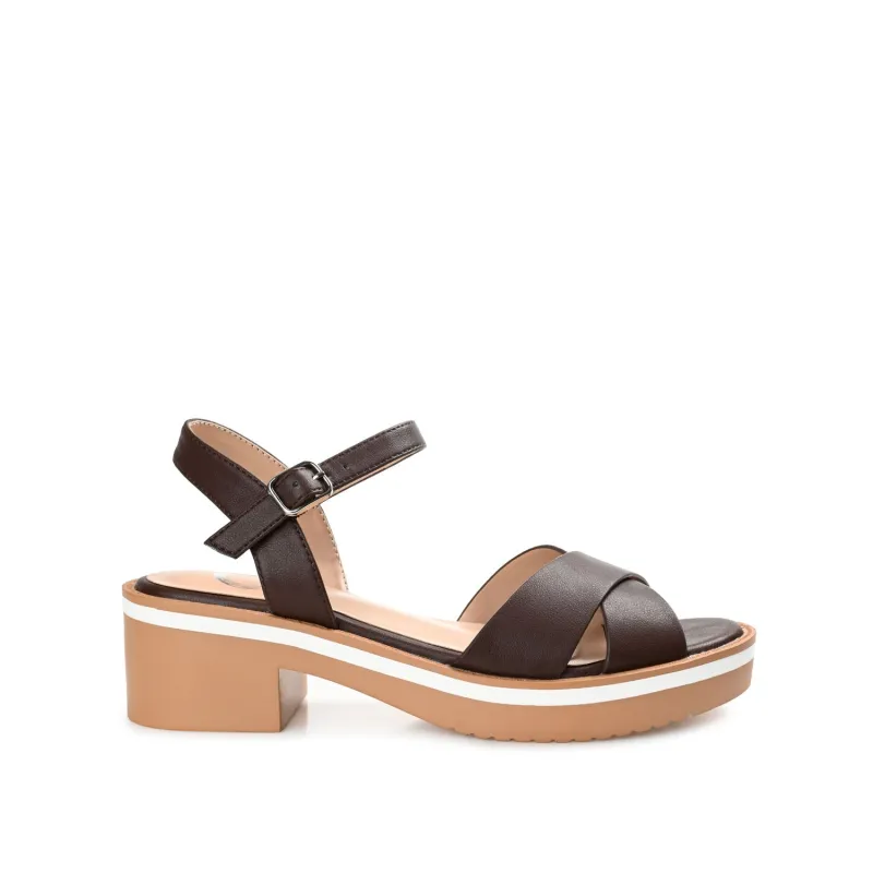 HILAREE HEELED SANDALS IN VEGAN LEATHER - Brown sold by Journee Collection