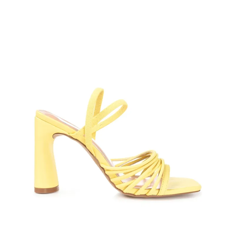 HERA STRAPPY HEELS IN VEGAN LEATHER - Yellow made by Journee Collection