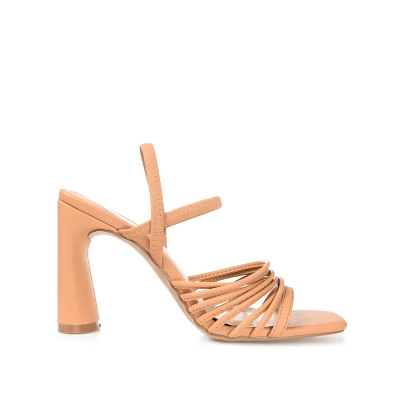 HERA STRAPPY HEELS IN VEGAN LEATHER - Tan made by Journee Collection