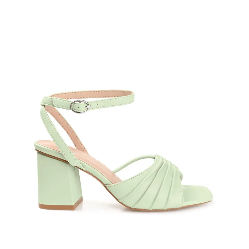 SHILLO STRAPPY BLOCK HEELS IN VEGAN LEATHER - Green made by Journee Collection