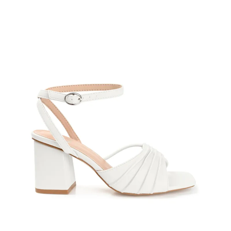 SHILLO STRAPPY BLOCK HEELS IN VEGAN LEATHER - White sold by Journee Collection